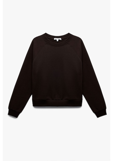 Koton Kadın Şardonlu Oversize Sweatshirt Kahverengi