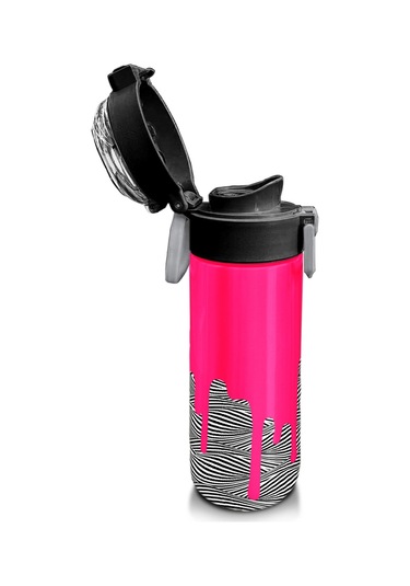 Coral High Kids Pembe Siyah Beyazdesenli Pipetli Ve Direkt İçim Çelik Termos 500 Ml 31878 Pembe - Siyah