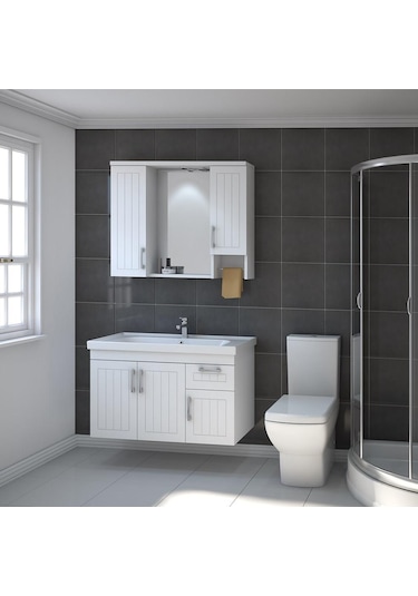 Turkuaz Frame Etajerli Lavabo 100X45 Cm Ve Lotus 100 Banyo Dolabı Çok Renkli Turkuaz Frame Etajerli Lavabo 100X45 Cm Ve Lotus 100 Banyo Dolabı Çok Renkli