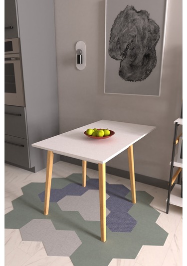 Vilinze Avanos Katlanır Mdf Ahşap Mutfak Masası - 70x80 Cm Beyaz Naturel