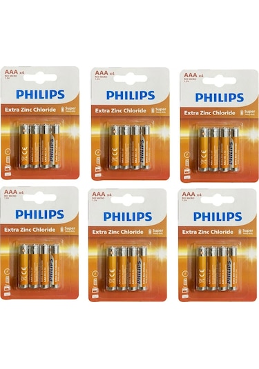 Philips Kalem Ve İnce Pil - 24 Lü Extra Çinko 2 Boy Pil 4x6 24 Adet