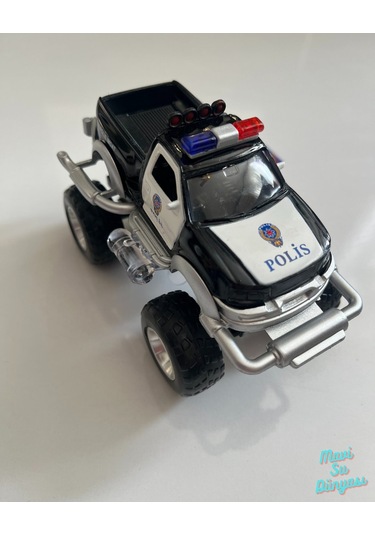 Metal Çek Bırak Sesli Canavar Polis Arabası 13x7x9 Cm Siyah