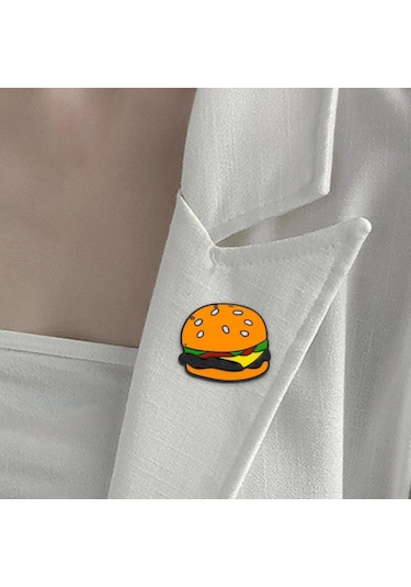 Homyl Sevimli Gıdalar Broşlar Pin Yaka Broş Iğneler Giysi Hamburger Çok Renkli