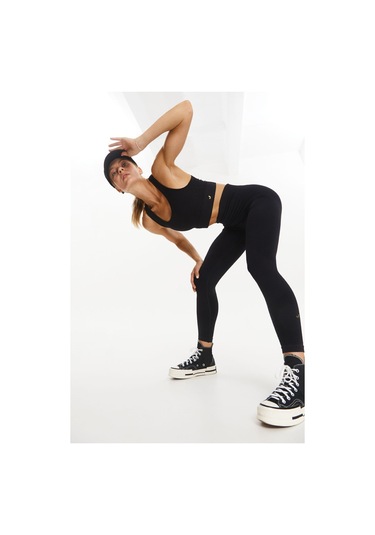 Jerf Gela Yüksek Bel, Esnek Ve Toparlayıcı Spor Tayt Siyah