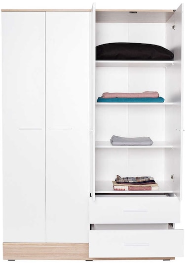 adoremobilya Base 4 Kapılı 2 Çekmeceli Gardırop-Italyan Meşe / Beyaz