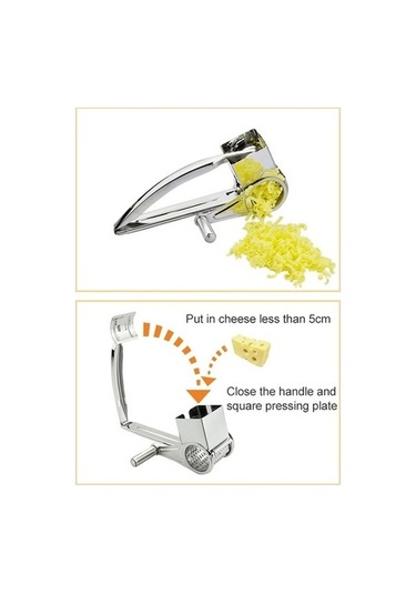 Ulzyvf Cbtx Peynir Rendesi Döner Kabı, Paslanmaz Çelik El Kranklı 3-4 Delikli Döner Parçalayıcı, Gri Gri