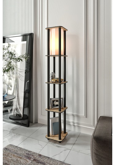 Estantes Kare Raflı Lambader Safir Meşe Şapka Rengi