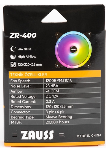 Zauss ZR-400 Rainbow RGB 12 CM Kasa Fanı