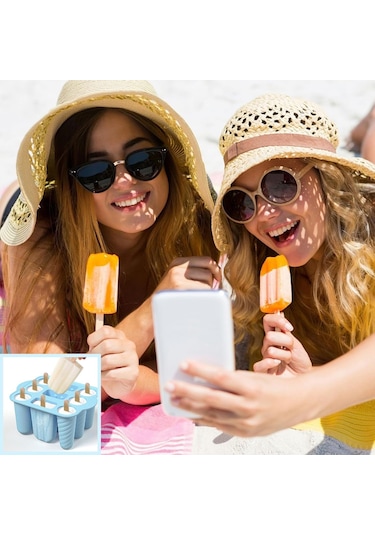 Silikon Buz Dondurma Kalıbı 3 Farklı Dondurma Kalıbı 9 Lu Çok Renkli