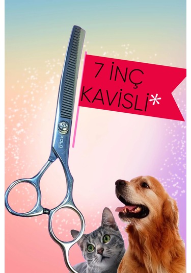 Pet Shop Makası 7 İnç Kavisli Ara Makas Ergonomik Tasarım Kolay Ş