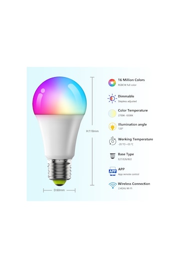 Cbtx Zj-bwbl1h-rgbww-6p 6pcs 10w Akıllı Ampuller Led Ampuller