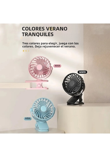 Gece Lambası Ve 720 Dönebilen Klipsli Şarjlı Vantilatör Mavi,