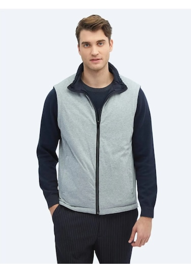 Kip Lacivert Regular Fit Dik Yaka Casual Dokuma Spor Yelek Lacivert
