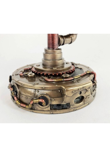 Steampunk Serisi Boru Sistemli, Saatli, Kristal 6lı Kafatası Led Gece Lambası