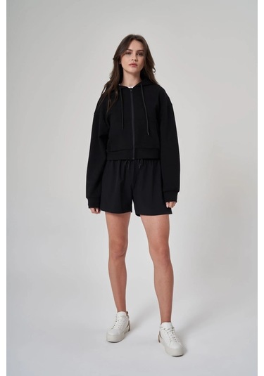 Exuma Kadın Fermuarlı Siyah Sweatshirt 1529109-siyah Siyah