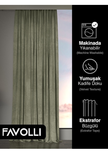Kadife Dokulu Ada Çayı Ada Fon Perde Ekstrafor Büzgülü Dream Series Ada Çayı