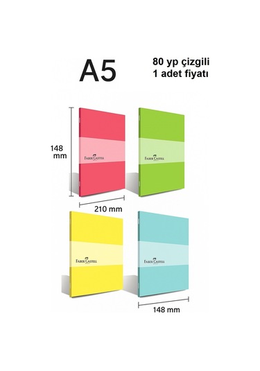 Faber-castell Pp Kapak Pastel Dikişli Defter 80 Yaprak Çizgili A5