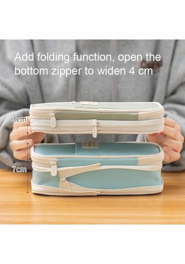 Maoyaya Mavi Macaron Kutusu Kutusu Koyu Kırtasiye Katmanlı Kapasiteli Kalem Geri Çift Çekilebilir Büyük Angoo Wr Koyu Mavi