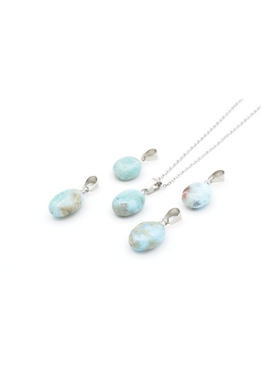 Hakiki Doğal Atlantis Larimar Taşı Kolye Ucu Mavi