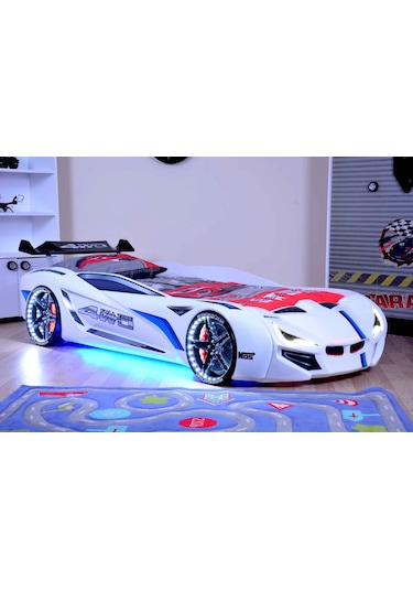 Setaymobilya Arabalı Yatak - Mercedes- Beyaz Full + Full Ledli