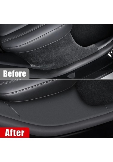 Wondernest Tesla Model Y Arka Kapı İç Eşik Şeridi Ve Koltuk Anti-kick Tpe Deri Koruyucu Ped