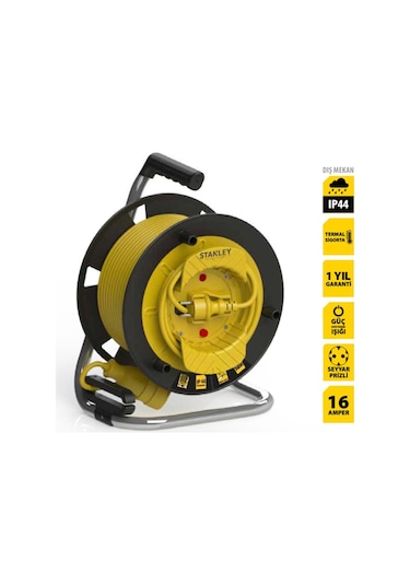 Stanley ST-G-3515+2 Makaralı Kablo 35 Mt, 3x1.5mm, 1 Prizli, IP44