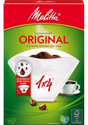 Melitta 1x4 Original Beyaz Kahve Filtre Kağıdı 80'li