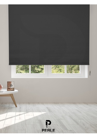 Br Perle Home Antrasit Rengi Düz Mekanize Stor Perde Yüksek Kalite Metropol Serisi Antrasit