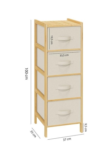 Digithome Bambu 4 Çekmeceli Dolap Organizer Çok Amaçlı Düzenleyici Şifonyer Db-0014