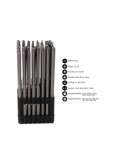 Pazly Altın Tornavida Ucu Seti - Dayanıklı Çok Yönlü Set, 32 Adet, Gümüş Renk