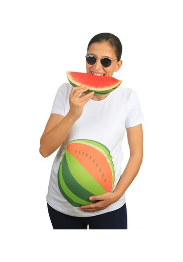 Mummy's Baby Hamile Tişört Karpuz Beyaz 8188