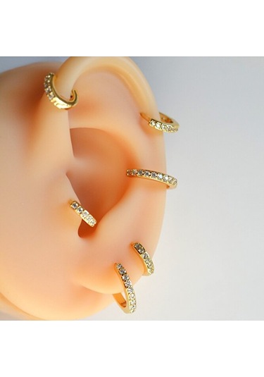 6 Mm Gold Taşlı Halka Piercing Tragus Forward Helix Kıkırdak Çok Renkli