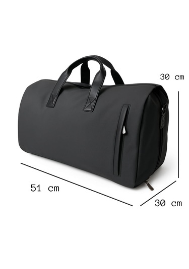 Takım Elbise Çantası Deri Ayakkabı Bölmeli Çok Yönlü Omuz Askılı Siyah