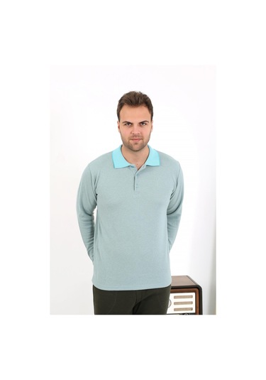 Akbeniz Erkek Polo Yaka Uzun Kol Penye Pijama Takımı 6862 Su Yeşili Su Yeşili