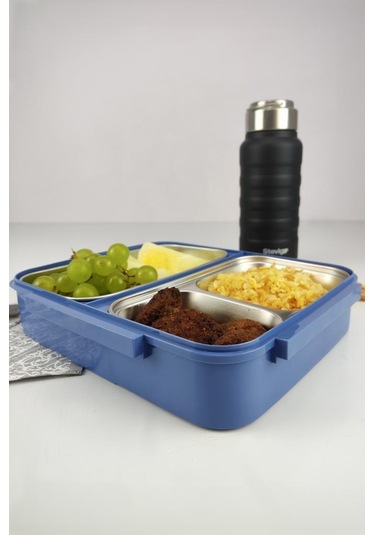 Digithome Bölmeli Çelik Hazneli Yemek Taşıma Ve Saklama Kabı İş Ofis Okul İçin 25 Cm Mavi - Yk1392 C320.025