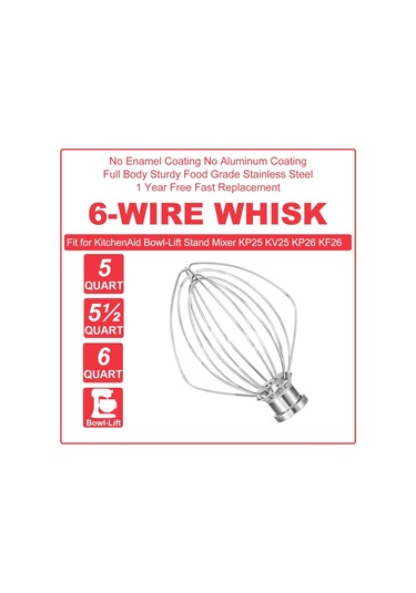 Wezone Kitchenaid Kn256ww 6qt Çelik Tel Hamur Karıştırıcı Ucu - Profesyonel Ve 5-plus Serilere Uyumlu, Dayanıklı Ve Verimli Karıştırma Aracı Diğer