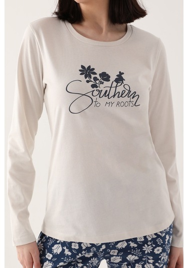 Arnetta Kadın Beyaz Uzun Kol Pijama Takımı Beyaz