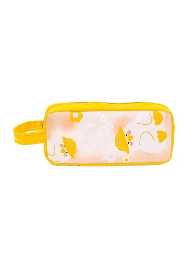 Sevimli Şeffaf Karikatür Desenli Kalem Kutusu, Renkli Çizgi Film Figürlü Okul Çantası, Öğrenciler İçin Pratik Kalem Saklama Kılıfı, Kırtasiye Ve Ofis Malzemeleri Organizer Çantası Sarı