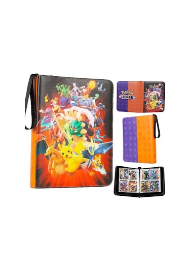 Hfambition Pokemon Kartları İçin Taşınabilir 400 Kartlı Koleksiyon Kutusu - 50 Sayfa 4 Cepli, Pu+eva Malzeme, Sağlama Ve Düzenleme Özelliği Çok Renkli