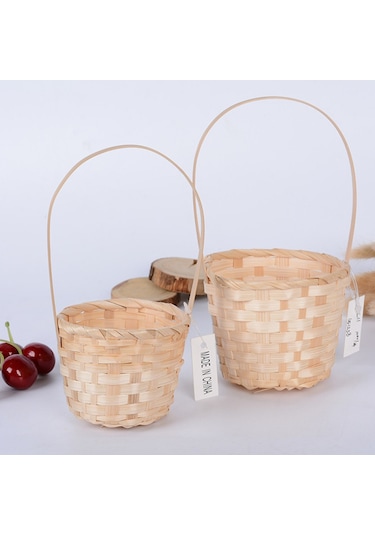Xiaaokeji 18 Adet Bambu Örgü Sepet Ev Depolama Sepeti Bitki Kutusu-s Kahverengi