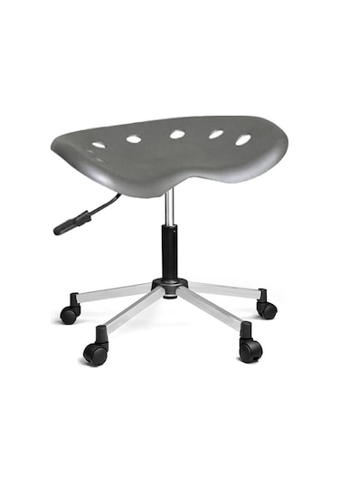 Türksit Nil Amortisörlü Tabure Metalik Gri Boyalı Ayak Gri Gri