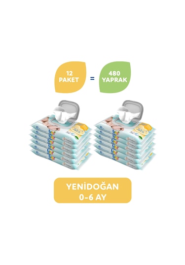Uni Baby Yenidoğan Islak Havlu Mendil 12 x 40'lı 480 Yaprak