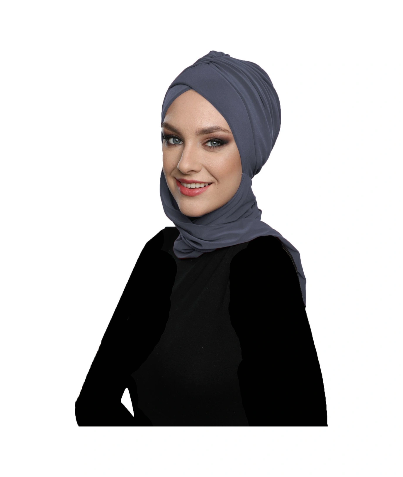 Kardelen Atkılı Astarlı Koyu Gri Hazır Türban Tesettür Havuz Ve Dış Bone Koyu Gri