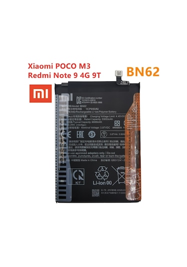 Xiaomi Redmi Note 9 4G Poco M3,Redmi 9T BN62 6000mAh Batarya