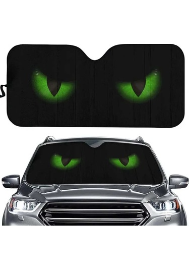Goldenqian Araba Güneş Koruma Karikatür Büyük Gözler Isıtmalı Cam Güneşlik Araba Pencere Ön Cam Kapak Güneş Gölge Otomatik Güneşlik 240606-1