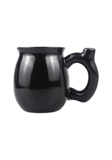 Skycity 300 Ml Seramik Kahve Fincanı - Ev Kadın Erkek Hediyesi, Halloween Noel Doğum Günü Partileri, Mikrodalga Ve Bulaşık Makinesine Uygun, Konforlu Tutamaklı Siyah