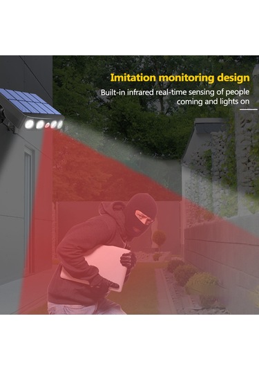 Xiyyadms Solar Güneş Enerjili Duvar Lambası - Dış Mekan, Su Geçirmez, İnsan Algılama, Led, Döner, Beyaz Işık, Siyah Kasa Diğer