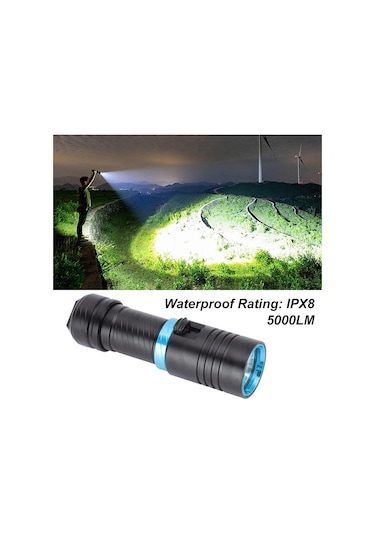 Valkyrie Profesyonel Şarjlı Su Altı Dalış Feneri Metal Kasa Yüksek Aydınlatma Su Geçirmez 2000mah Kutulu