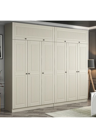 Kale 6 Kapaklı 4 İç Çekmeceli Dolap Ve Yüklük Kumtaşı Mebran İlkbahar 255cm Bej