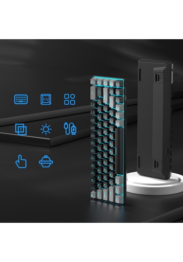 Magegee Mk-box 68 Tuş Kablolu Mekanik Red Switch Türkçe Q Gri-siyah Gaming Klavye